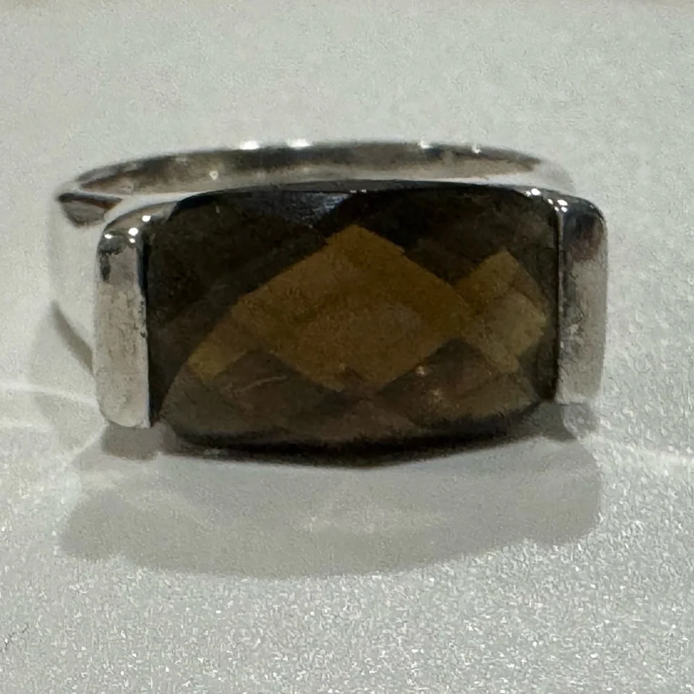 Premier Designs Faceted Brown Topaz Silver Ring